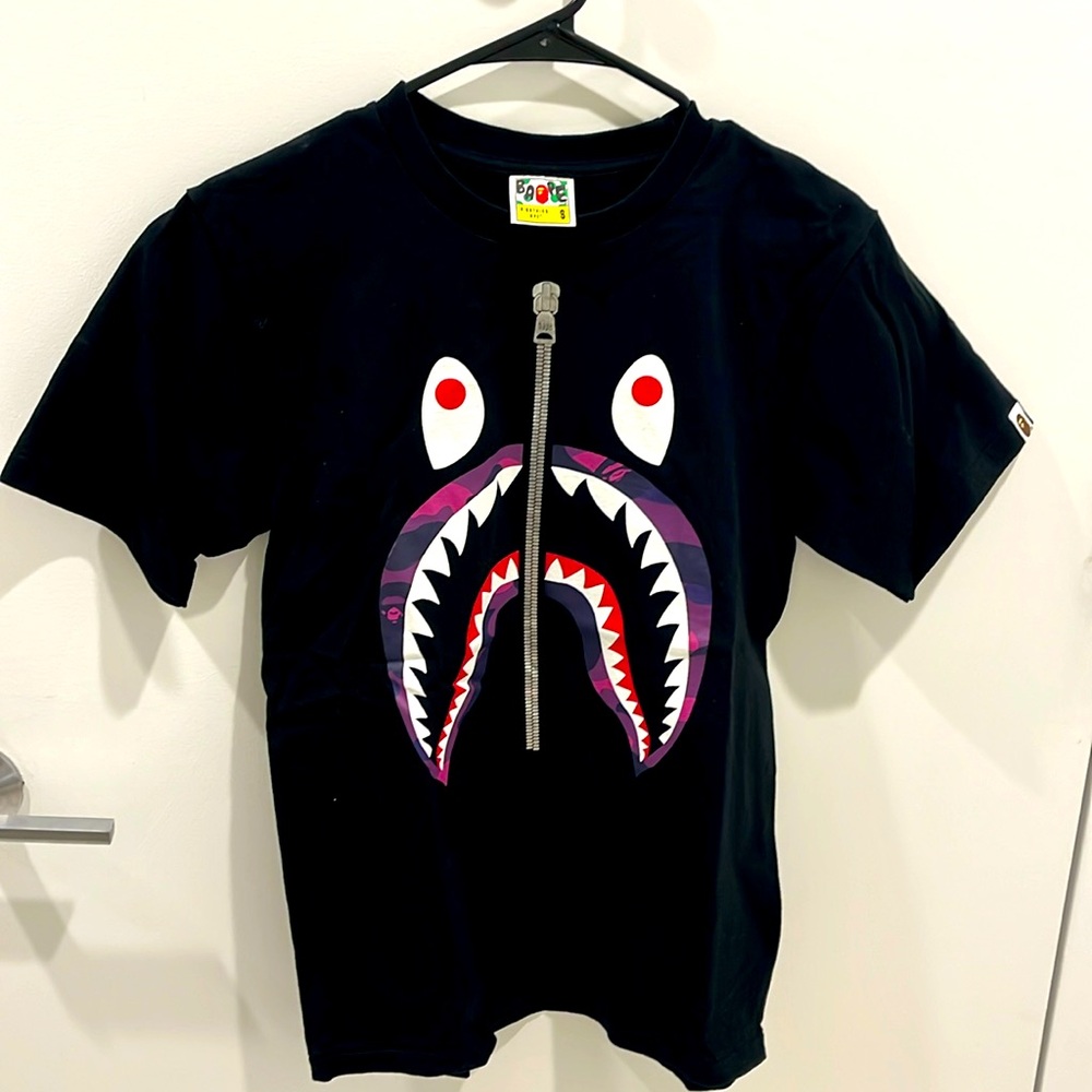 Bape Color Camo Shark Tee - Black/Purple